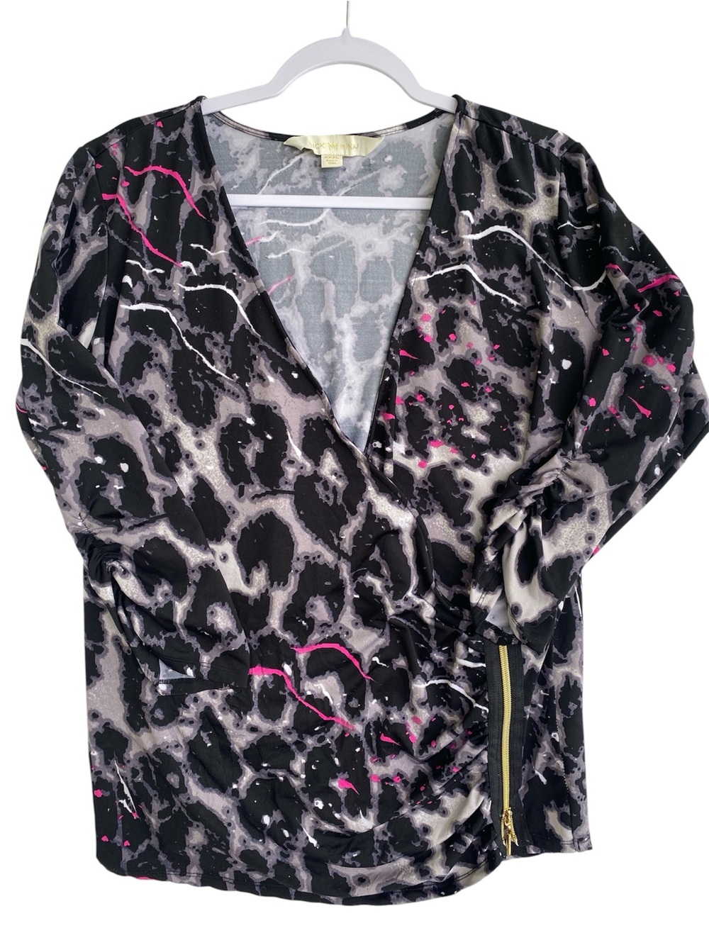 Nicki Minaj Gray,Black, Pink Marble-Print Top